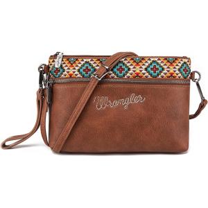 imageWrangler Western Cowhide Crossbody Bags for Women Clutch Wristlet PurseEmbroideredbrown