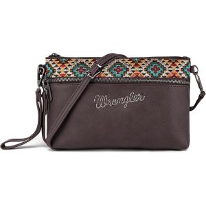 imageWrangler Western Cowhide Crossbody Bags for Women Clutch Wristlet PurseEmbroideredcoffee