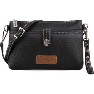 imageWrangler Western Cowhide Crossbody Bags for Women Clutch Wristlet PursePlainabsolute Black