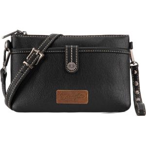 imageWrangler Western Cowhide Crossbody Bags for Women Clutch Wristlet PursePlainblack