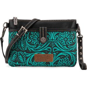 imageWrangler Western Cowhide Crossbody Bags for Women Clutch Wristlet PurseToolingblack