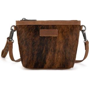 imageWrangler Western Horsehair Wristlet Clutch Purse Vintage HairOn Cowhide Crossbody Bag for WomenBrown