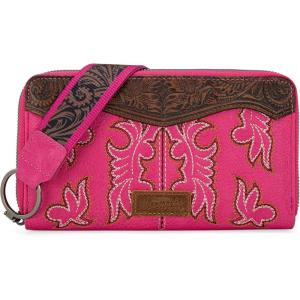 imageWrangler Wristlet Wallets Western Wallet for Women Floral Tooled Womens Wallet Boot Stitch PursesAtoolinghot Pink