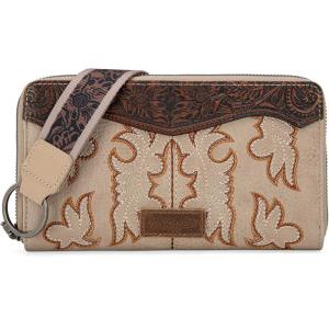 imageWrangler Wristlet Wallets Western Wallet for Women Floral Tooled Womens Wallet Boot Stitch PursesAtoolingtan
