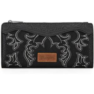 imageWrangler Wristlet Wallets Western Wallet for Women Floral Tooled Womens Wallet Boot Stitch PursesBbootblack