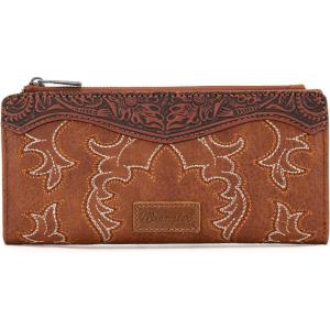 imageWrangler Wristlet Wallets Western Wallet for Women Floral Tooled Womens Wallet Boot Stitch PursesBbootbrown