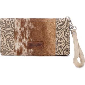 imageWrangler Wristlet Wallets Western Wallet for Women Floral Tooled Womens Wallet Boot Stitch PursesChorsehairbeige