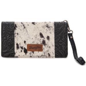 imageWrangler Wristlet Wallets Western Wallet for Women Floral Tooled Womens Wallet Boot Stitch PursesChorsehairblack