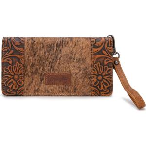 imageWrangler Wristlet Wallets Western Wallet for Women Floral Tooled Womens Wallet Boot Stitch PursesChorsehairbrown