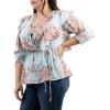 imageMontana West Floral Plus Size Tops for Women Wrap Peplum Top Blouses Tops Plus Size Shirts V Neck ABTS1013BL3XL Blue 3XLarge