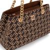 imageMontana West MEDIUM Tote Bag for Women Quilted Chain Handbags Shoulder PurseMonogram Brown