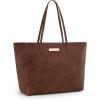imageMontana West Medium Tote Bags for Women Shoulder Handbag with Zipper Lightweight Everyday Purse for Work Travel or ShoppingBrown