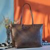 imageMontana West Medium Tote Bags for Women Shoulder Handbag with Zipper Lightweight Everyday Purse for Work Travel or ShoppingDowntown Brown