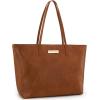 imageMontana West Medium Tote Bags for Women Shoulder Handbag with Zipper Lightweight Everyday Purse for Work Travel or ShoppingGinger Brown