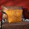 imageMontana West Medium Tote Bags for Women Shoulder Handbag with Zipper Lightweight Everyday Purse for Work Travel or ShoppingHoney Yellow Brown