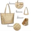 imageMontana West Quilted Tote Bag for Women Large Shoulder Bag Fashion Handbags with Top ZipperCold Quilted Gold