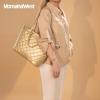 imageMontana West Quilted Tote Bag for Women Large Shoulder Bag Fashion Handbags with Top ZipperNewgold