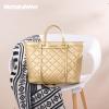 imageMontana West Quilted Tote Bag for Women Large Shoulder Bag Fashion Handbags with Top ZipperNewgold
