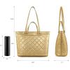 imageMontana West Quilted Tote Bag for Women Large Shoulder Bag Fashion Handbags with Top ZipperNewgold