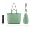 imageMontana West Quilted Tote Bag for Women Large Shoulder Bag Fashion Handbags with Top ZipperNewlight Green