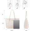 imageMontana West Quilted Tote Bag for Women Large Shoulder Bag Fashion Handbags with Top ZipperQuilted Beige