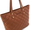 imageMontana West Quilted Tote Bag for Women Large Shoulder Bag Fashion Handbags with Top ZipperQuilted Brown