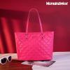 imageMontana West Quilted Tote Bag for Women Large Shoulder Bag Fashion Handbags with Top ZipperQuilted Dark Pink