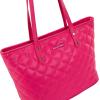 imageMontana West Quilted Tote Bag for Women Large Shoulder Bag Fashion Handbags with Top ZipperQuilted Dark Pink