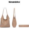 imageMontana West Slouchy Hobo Bags for Women Soft Designer Shoulder Purses Ladies Top Handle HandbagA Beige