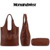 imageMontana West Slouchy Hobo Bags for Women Soft Designer Shoulder Purses Ladies Top Handle HandbagZ Brown