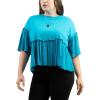 imageMontana West Womens Plus Size Tops 12 Bell Sleeve Shirts Summer Crewneck Loose Ruffle High Low Hem Peplum Blouse Teal ABUABT1027TLXL
