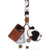 imageWrangler KeyChain Wristlet Wallets for Women Western Dual Pouch Wristlet Embroidered Boot Scroll Card Holder Wallet With ZipperArtist COW Brown