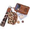 imageWrangler KeyChain Wristlet Wallets for Women Western Dual Pouch Wristlet Embroidered Boot Scroll Card Holder Wallet With Zipperleopard
