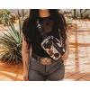 imageWrangler Waist Pack for Women Cow Print Fanny Pack Mens Crossbody Belt Bag With Guitar Strap BlackBBlack