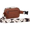 imageWrangler Waist Pack for Women Cow Print Fanny Pack Mens Crossbody Belt Bag With Guitar Strap BlackBBrown