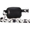 imageWrangler Waist Pack for Women Cow Print Fanny Pack Mens Crossbody Belt Bag With Guitar Strap BlackBlack