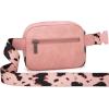 imageWrangler Waist Pack for Women Cow Print Fanny Pack Mens Crossbody Belt Bag With Guitar Strap BlackPink