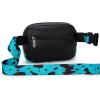 imageWrangler Waist Pack for Women Cow Print Fanny Pack Mens Crossbody Belt Bag With Guitar Strap BlackTurquoise