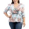 imageMontana West Floral Plus Size Tops for Women Wrap Peplum Top Blouses Tops Plus Size Shirts V Neck ABTS1013BL3XL Blue 3XLarge