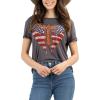 imageMontana West Graphic Tees for Women Vintage T Shirts Cross with American Flag Wings Printed Short Sleeve T Shirt ABT3020S