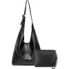imageMontana West Hobo Bags Purse for Women Ultra Soft Foldable Shoulder Slouchy Handbags with Cosmetic bagClassicblack