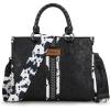imageMontana West Wrangler Cow Print Tote Bag for Women Western Purse Boho Top Handle Satchel HandbagCow Black
