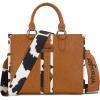 imageMontana West Wrangler Cow Print Tote Bag for Women Western Purse Boho Top Handle Satchel HandbagCow Brown