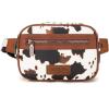 imageWrangler Waist Pack for Women Cow Print Fanny Pack Mens Crossbody Belt Bag With Guitar Strap BlackBBrown