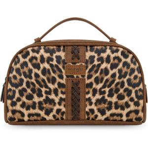 imageMontana West  Wrangler Makeup Bags for Women Portable Aztec Toiletry Bag Southwestern Travel Cosmetic Organizer for Gift WG2203190LCFSleopard brown