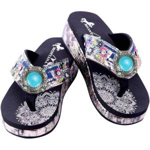 imageMontana West Flip Flops for women Wedge Flip Flops Western Wedge Sandals Bling Flip Flops Beach Sandals SEF02S189BK9
