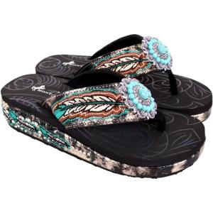 imageMontana West Flip Flops for women Wedge Flip Flops Western Wedge Sandals Bling Flip Flops Beach Sandals SEF05S096BK10
