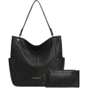 imageMontana West Hobo Purses for Women Soft Top Handle Shoulder Bag with Wallet SetHobo Black