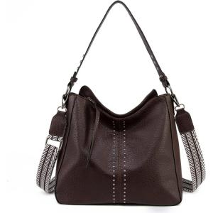 imageMontana West Medium Hobo Bags for Women Top Handle Satchel Shoulder Purse Bucket HandbagGuitar Strapcoffee