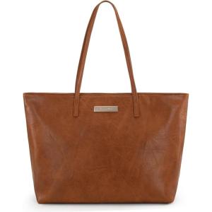 imageMontana West Medium Tote Bags for Women Shoulder Handbag with Zipper Lightweight Everyday Purse for Work Travel or ShoppingGinger Brown